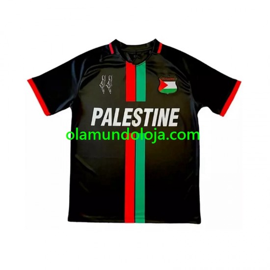 Camisola Club Deportivo Palestino Center Stripre Homem Equipamento Primeiro 2024-2025 Manga Curta